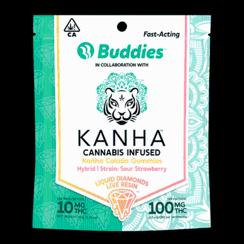 420 PROMO Kanha x Buddies NANO Gummies 100mg Kañha Colada (Sour Strawberry)